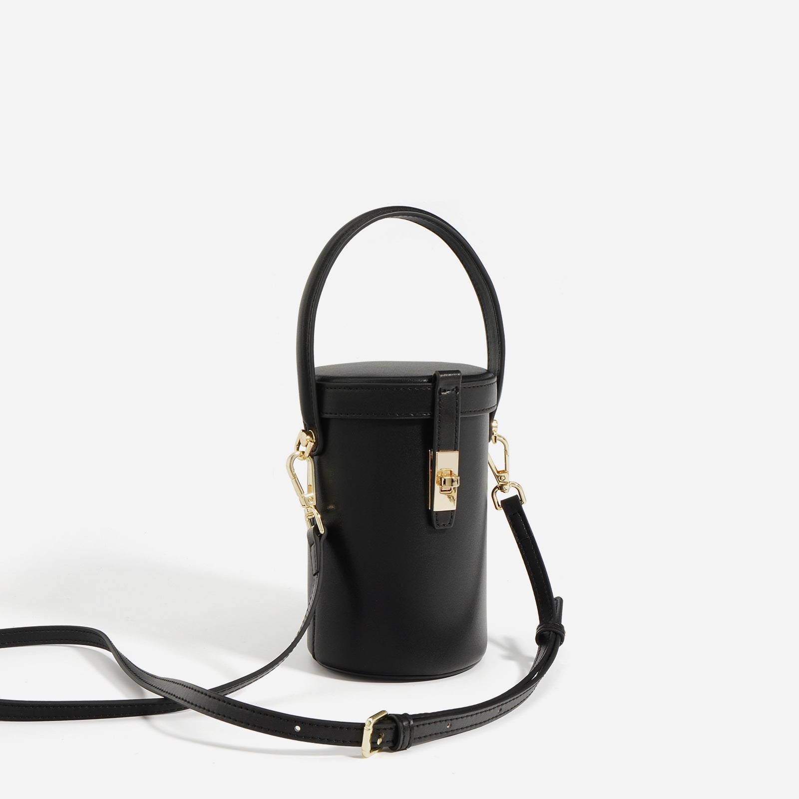 cylindrical top-handle crossbody bag with lock detail – ELINESE