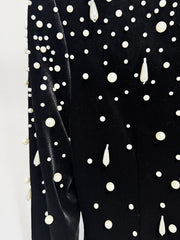 Long sleeve velvet gown with pearl cascade - Sinmu