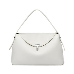 curved flap handbag with contrast stitching – TESSA