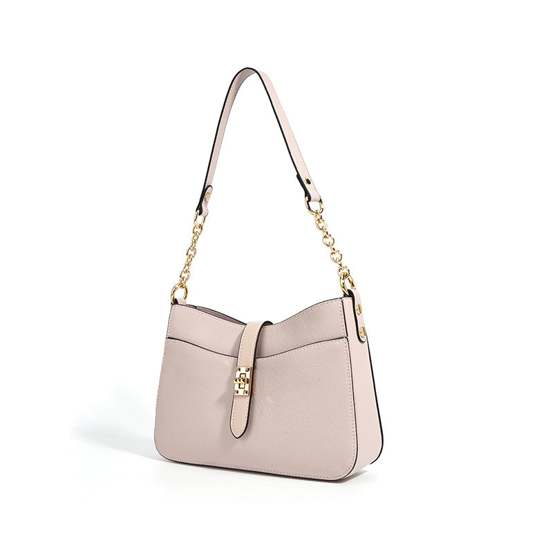 shoulder bag with gold chain strap – IVORY