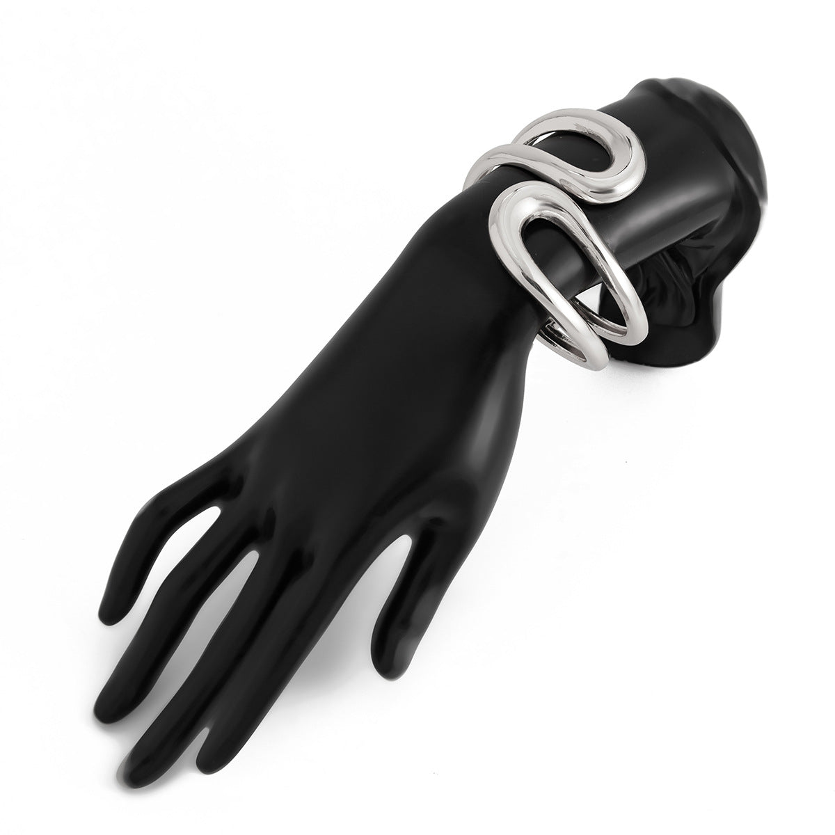 Abstract wave-shaped open cuff bracelet with polished finish – Akjy