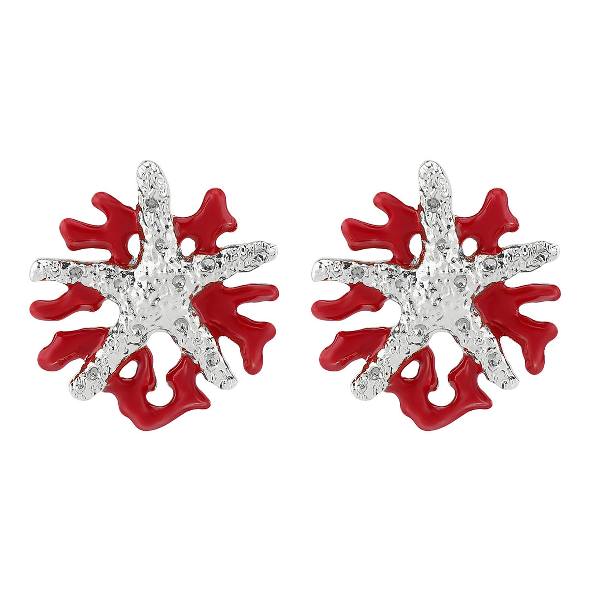 Coral-inspired statement earrings with textured star detail - Cinma