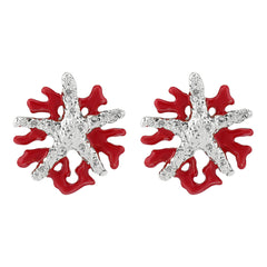 Coral-inspired statement earrings with textured star detail - Cinma