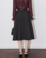high-waist flared skirt with pearl buckle belt – CELINEL