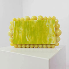 Rectangular marbled clutch with pearl accents - Minsu