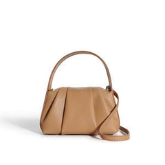 pleated shoulder bag with curved top handle - ALOBA
