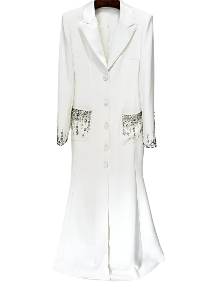 Tailored Blazer dress with beaded pockets/cuffs - MOLLEN