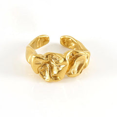 sculpted wave hoop earrings with gold finish - NORA