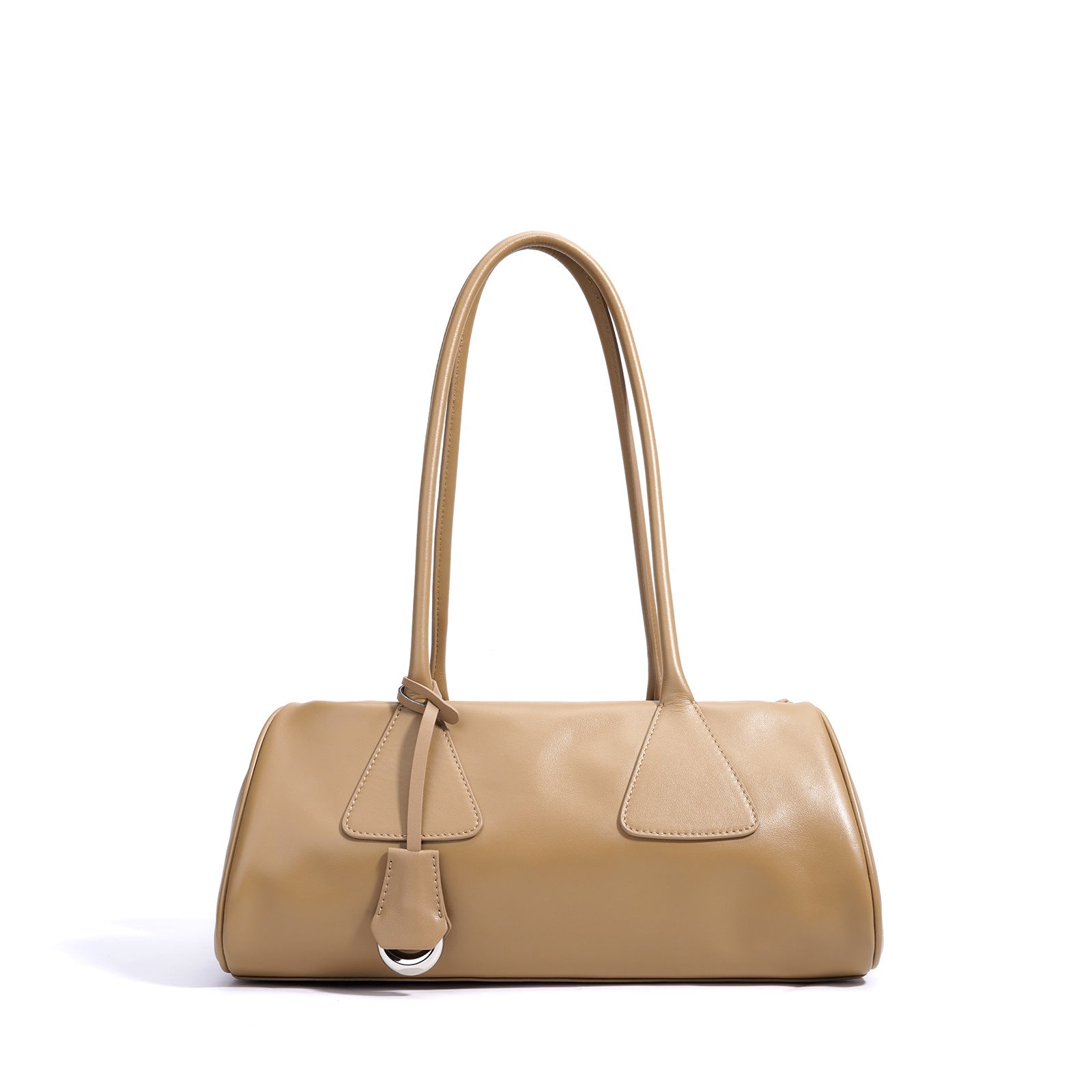 structured barrel shoulder bag in camel – LYRA