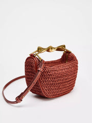 woven crossbody bag with sculpted handle – SIENNA
