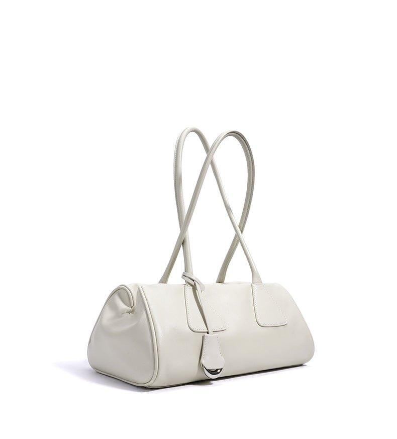 structured barrel shoulder bag in camel – LYRA