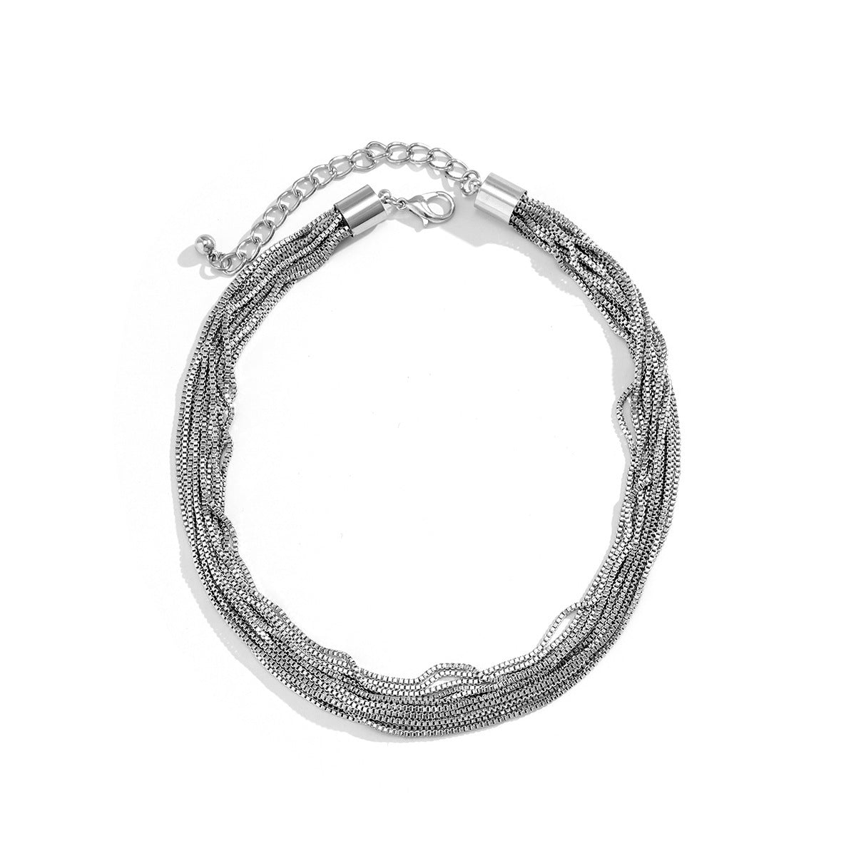 Multi-strand chain necklace with textured layers - Nimlu