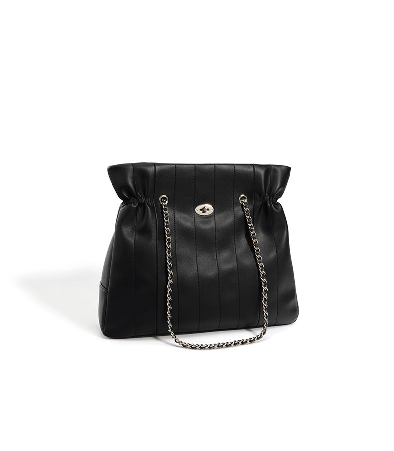 quilted leather tote bag with chain shoulder strap – CECILIAW