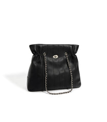 quilted leather tote bag with chain shoulder strap – CECILIAW
