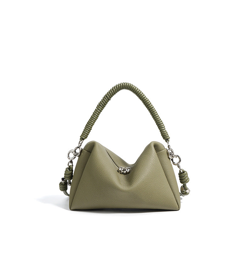 geometric leather handbag with coiled handle – SIENNA