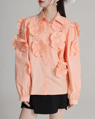 Long-sleeve shirt with floral applique detail - Biju