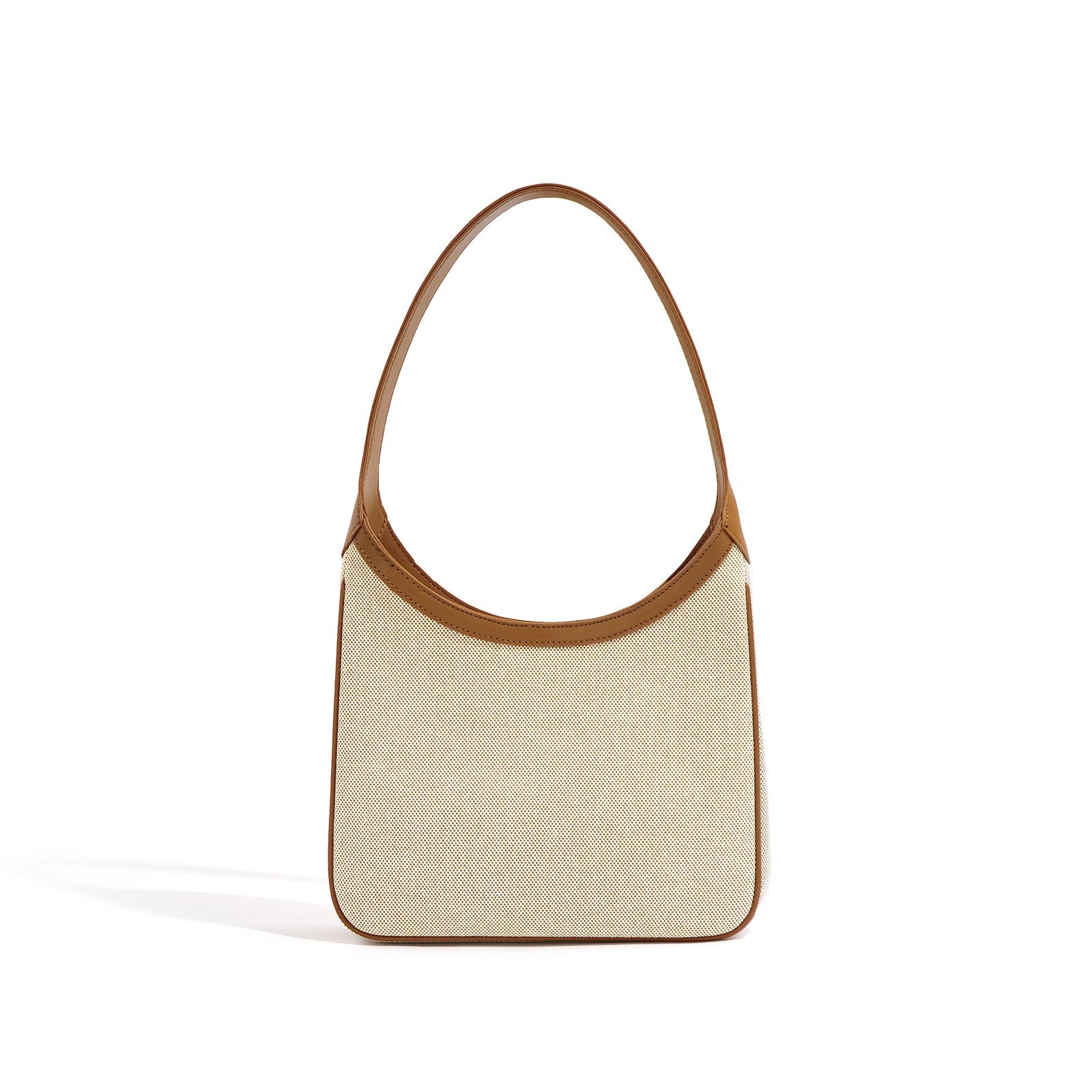 structured canvas shoulder bag with leather trim - NOELZE