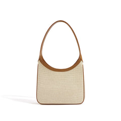 structured canvas shoulder bag with leather trim - NOELZE