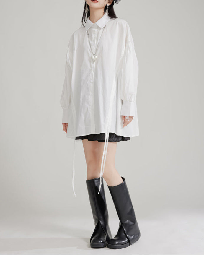 Relaxed oversized shirt with adjustable drawstring - Zardu