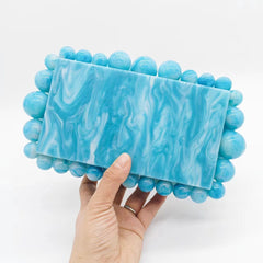 Rectangular marbled clutch with pearl accents - Minsu