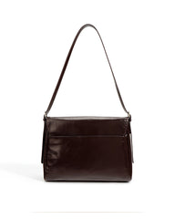 fold-over shoulder bag in glossy leather - KAIR