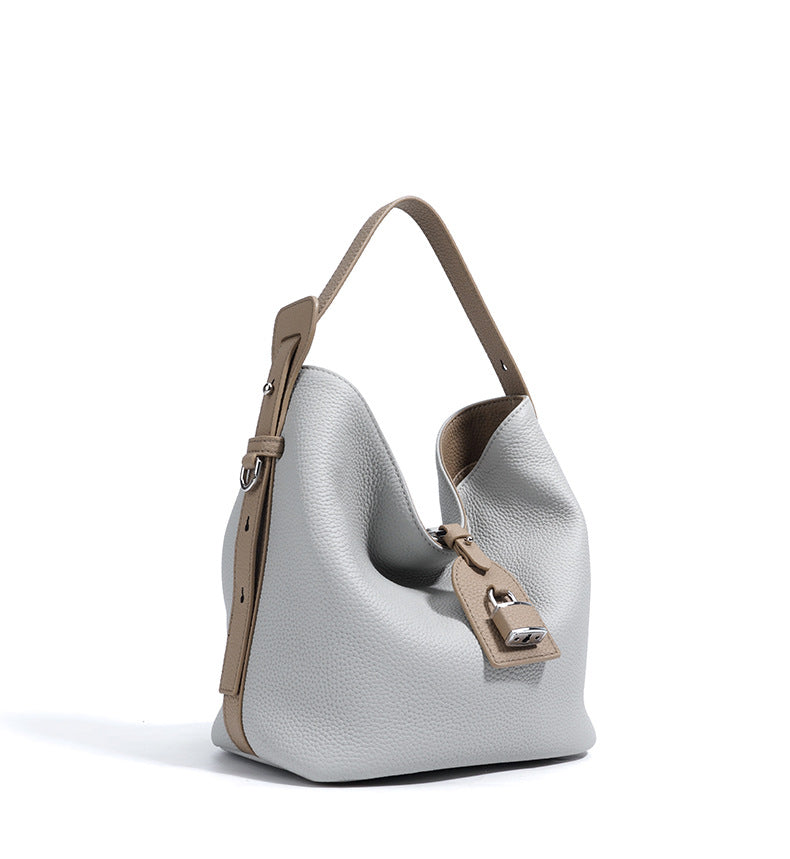 Soft Leather Shoulder Bag with Contrast Trim – SIENA