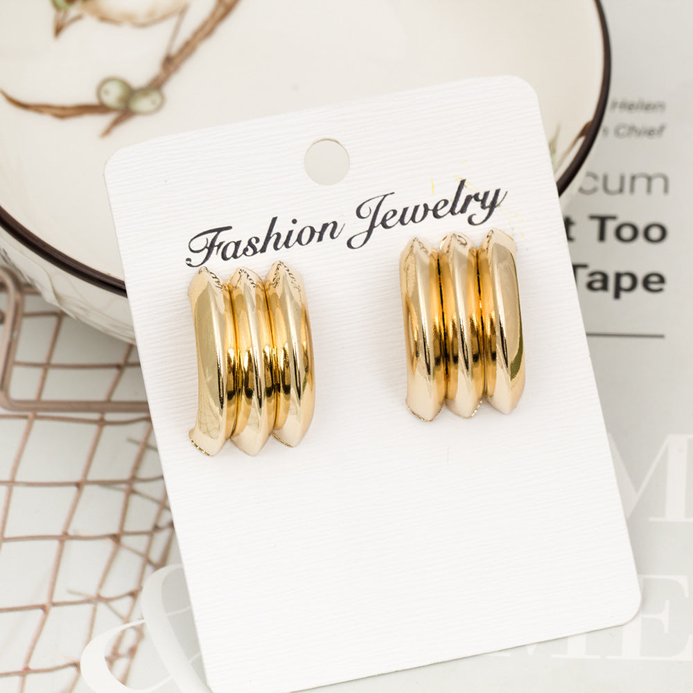 Chunky triple dome hoop earrings - Volki