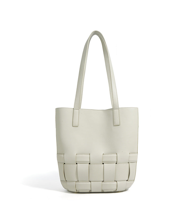 tall woven-hem tote bag – NOIR