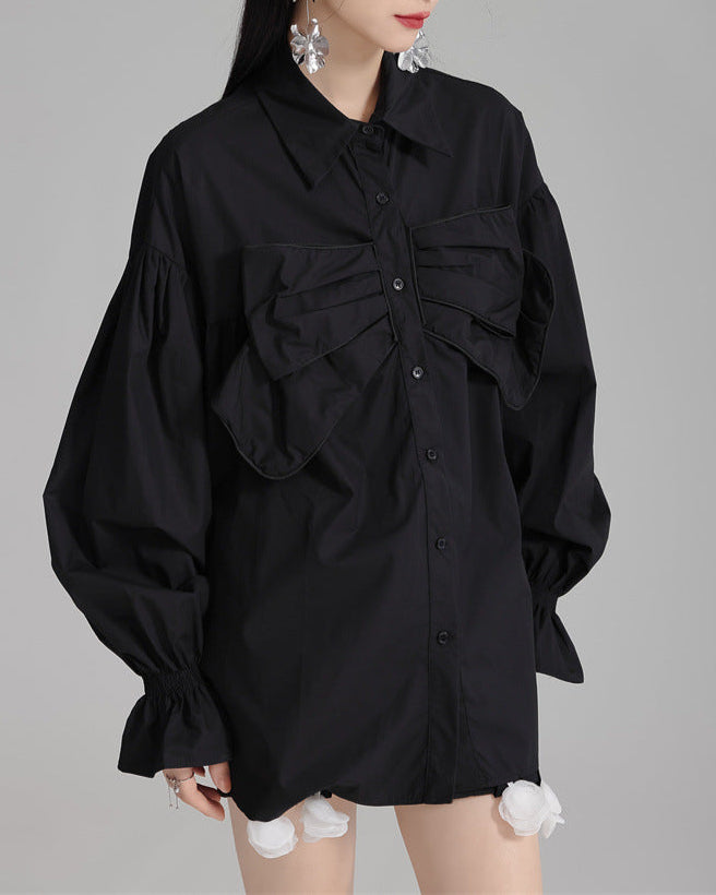 oversized shirt with bow detail and puffed sleeves - Bulji