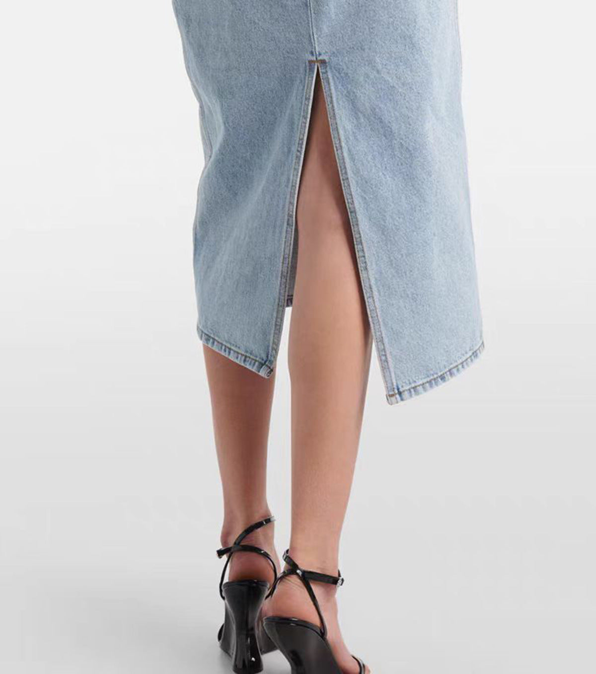 high-waisted denim skirt with rose drape – BLOTA