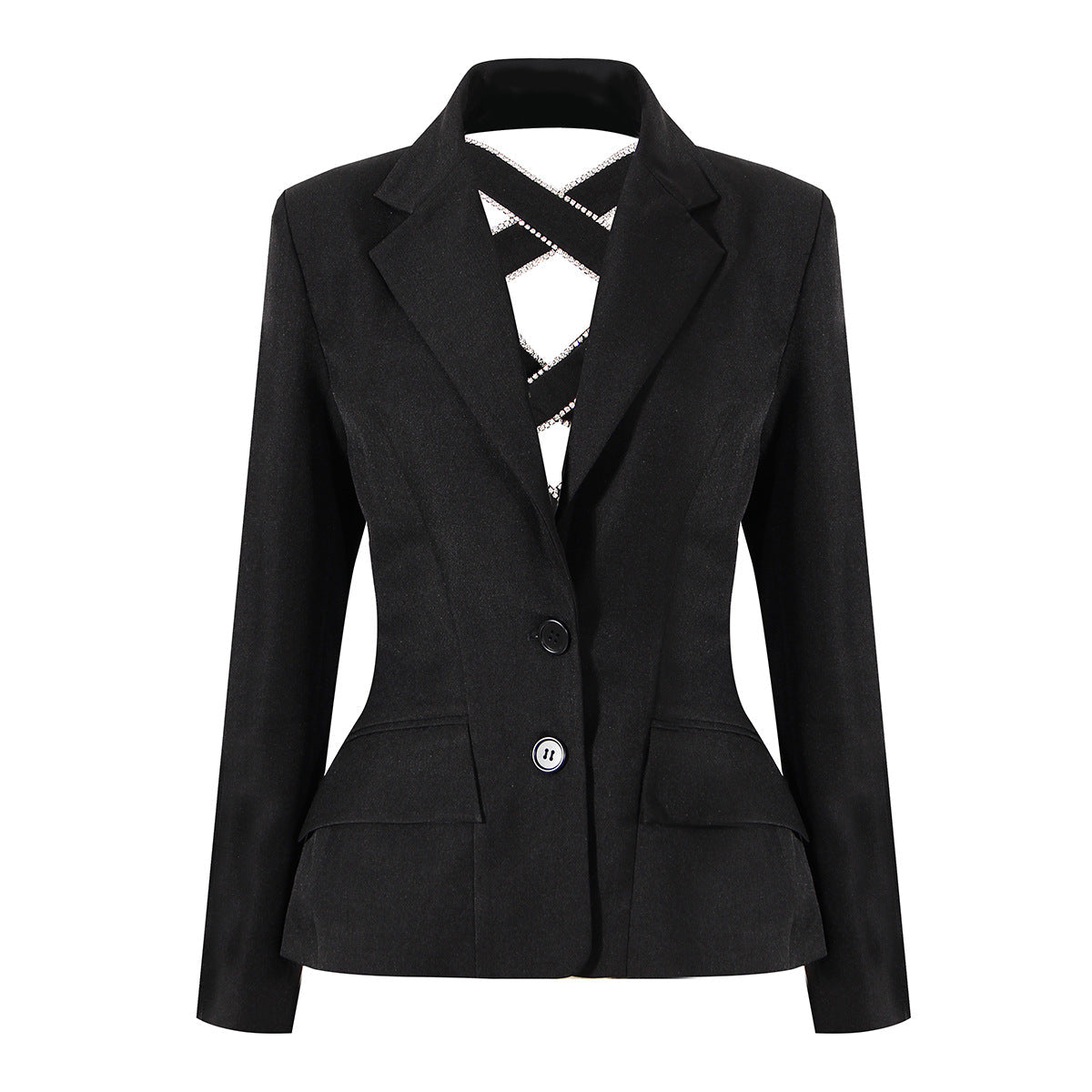 Tailored blazer with criss-cross detail - Lujiny