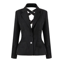 Tailored blazer with criss-cross detail - Lujiny