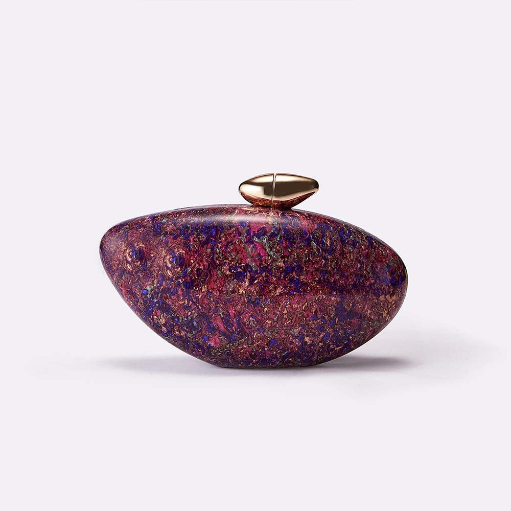 Rounded clutch with gold clasp - Osdi