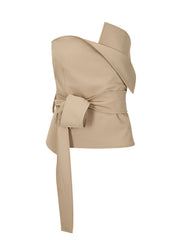Asymmetric strapless top with wrap belt - Nruti