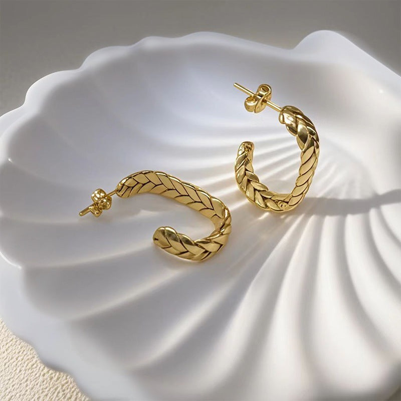 braided gold hoop earrings - SENIA
