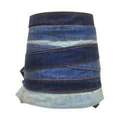 multi-tone denim belt skirt with grommet details - Ellinor