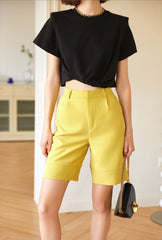 Short sleeve cotton blouse with waist tie - Burni