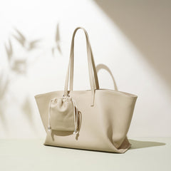 structured tote bag with mini drawstring pouch – OASIS