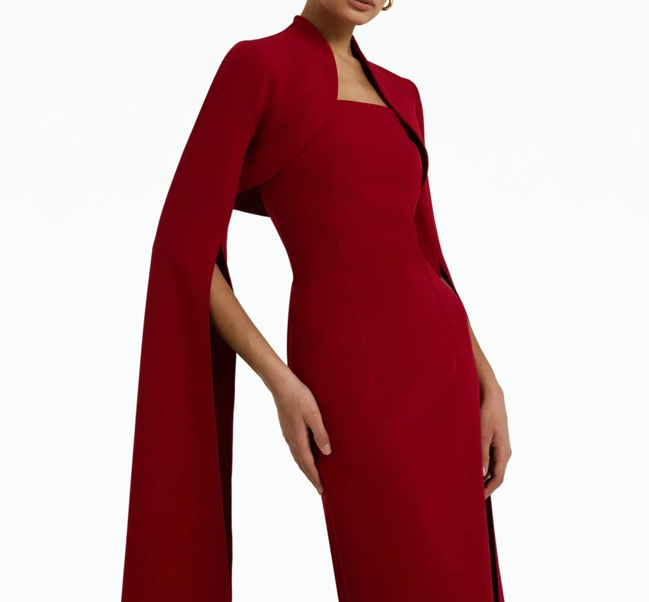 cape-sleeve column gown with embellished neckline – Aamnllc