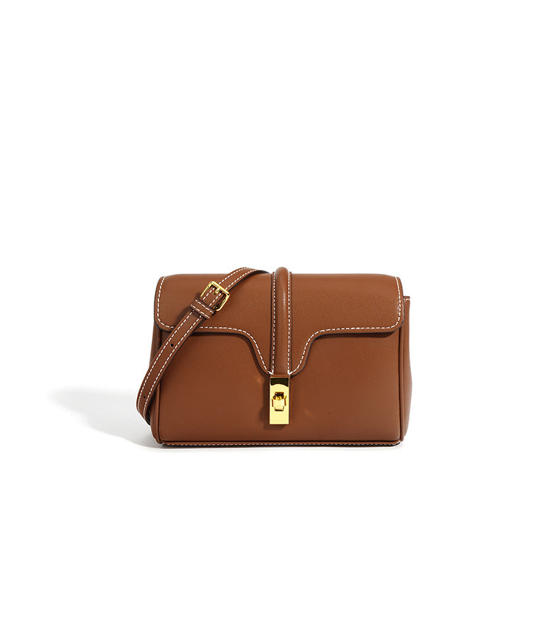 structured flap shoulder bag with gold-tone lock - INES