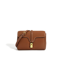structured flap shoulder bag with gold-tone lock - INES