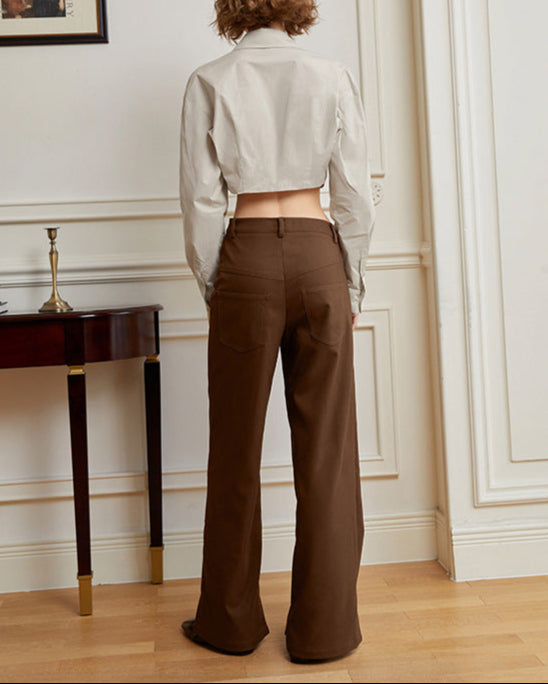 Cropped button-down shirt with gathered waist - Junfi