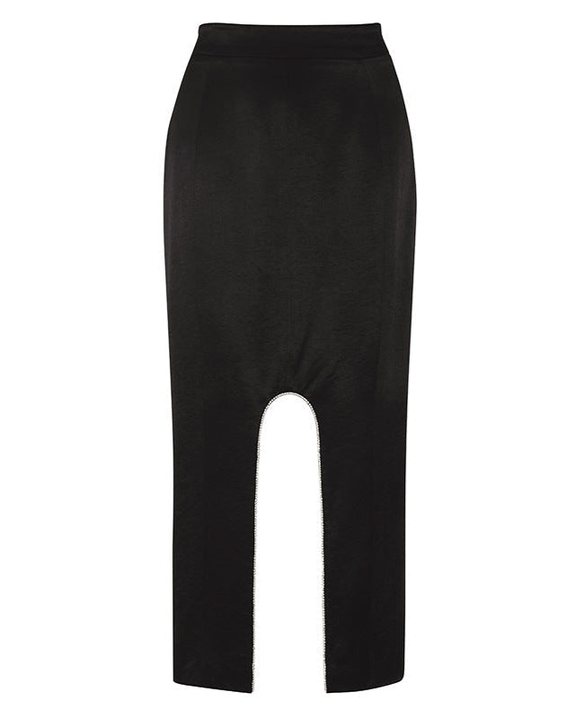 High-waist satin skirt with front slit - Qerwa