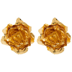 oversized molten rose earrings with sculptural petals - ARYAV