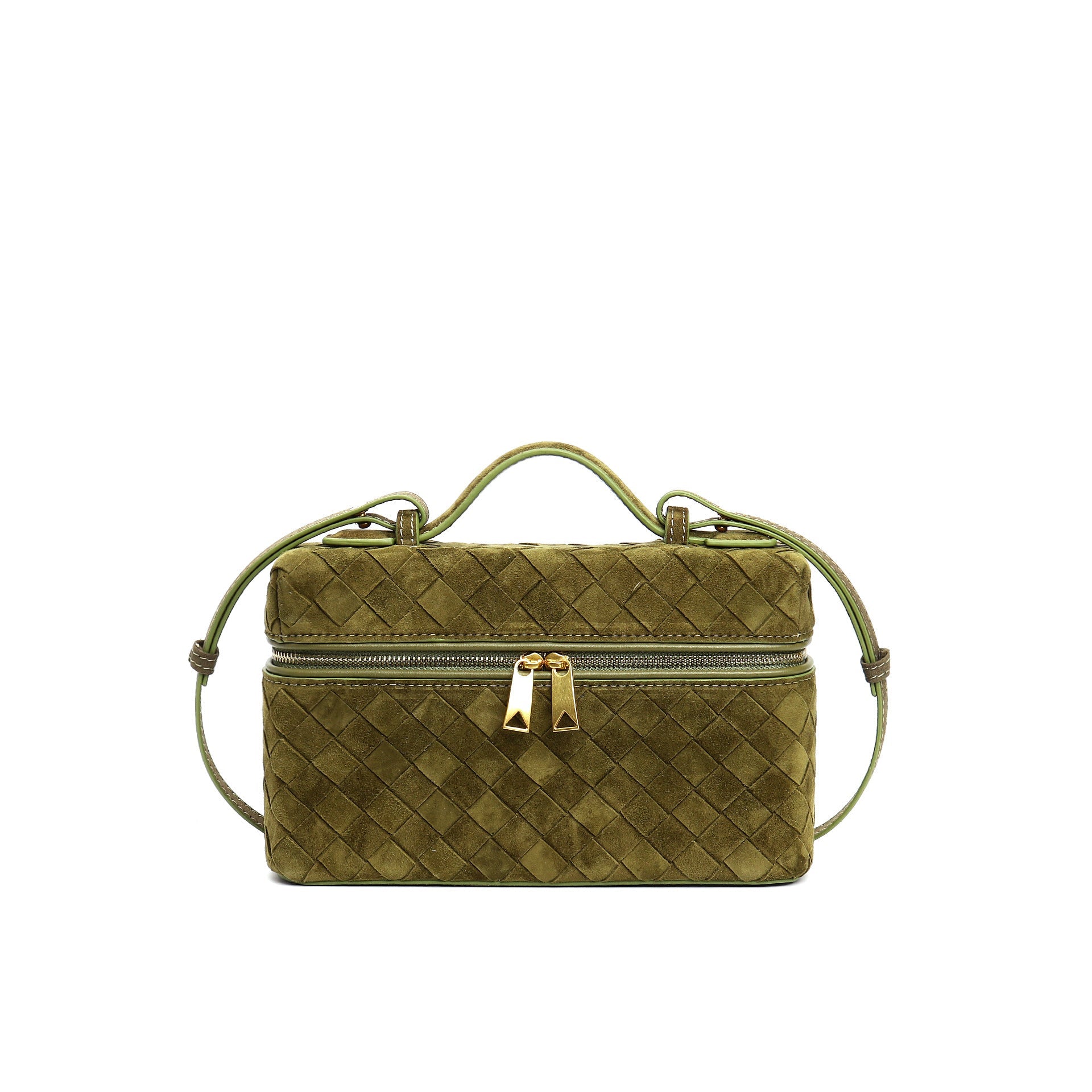 structured suede vanity bag with top handle - NOYA