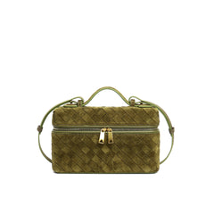 structured suede vanity bag with top handle - NOYA