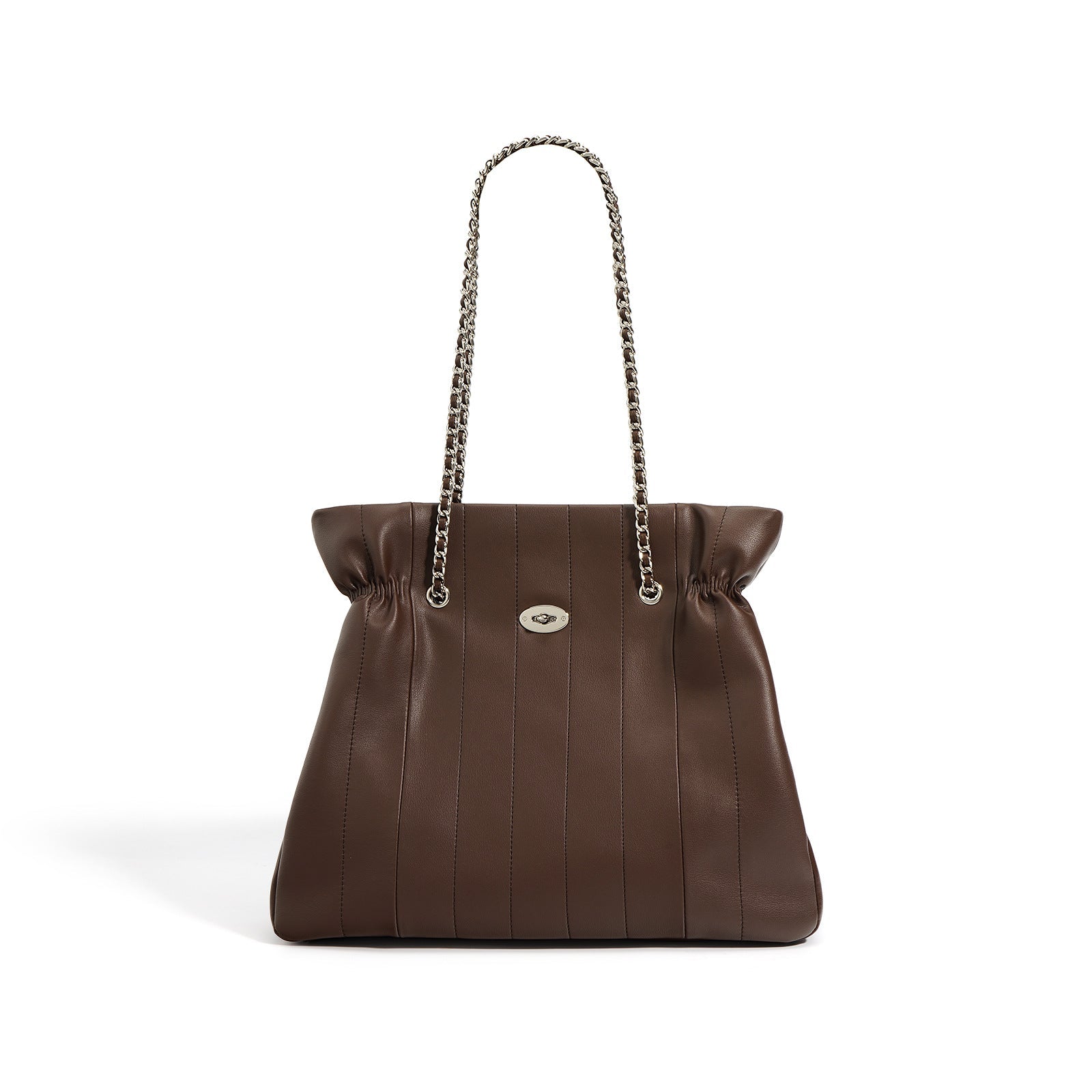 quilted leather tote bag with chain shoulder strap – CECILIAW