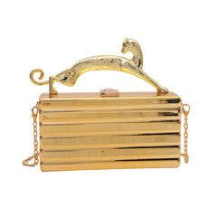Metallic cat handle box clutch - Libry
