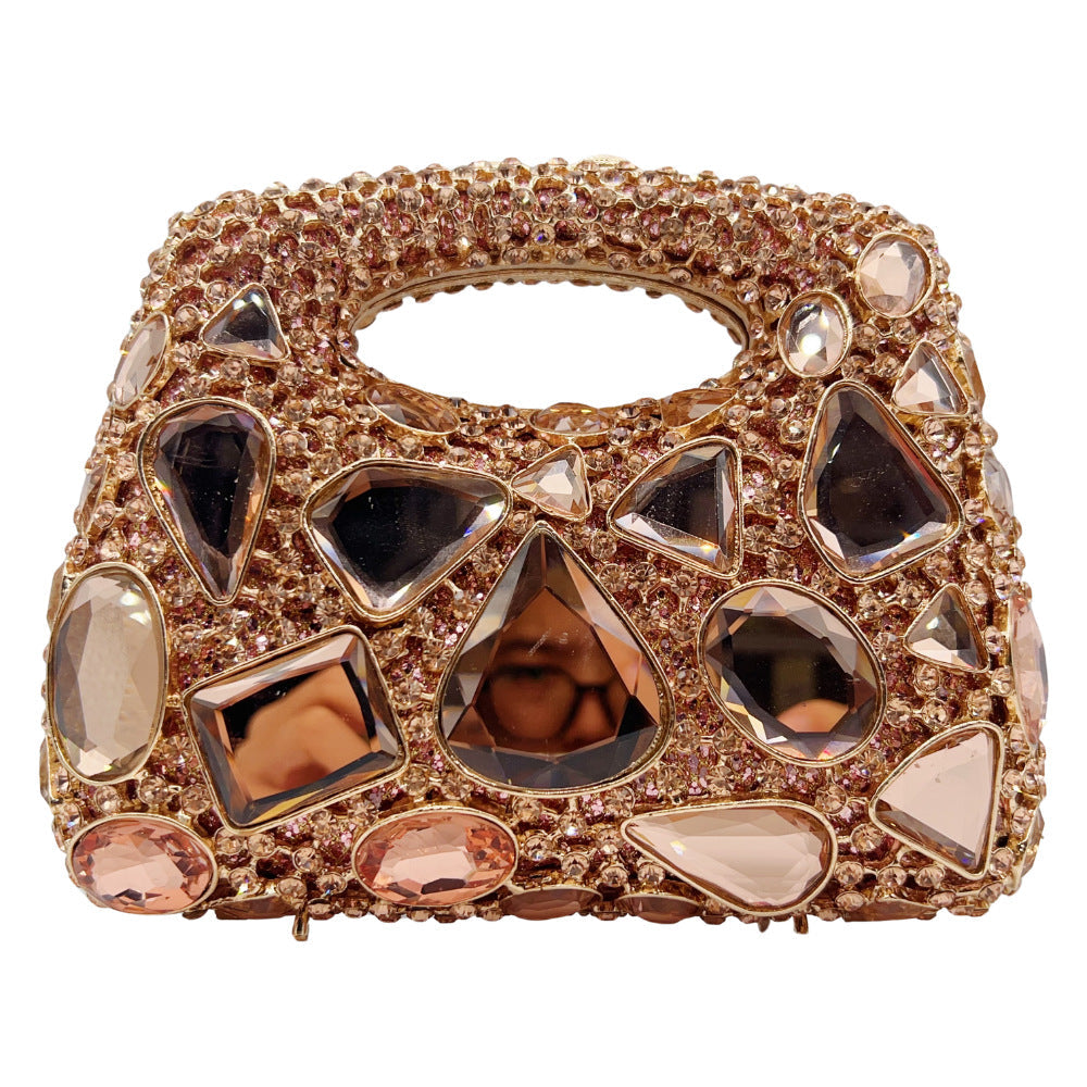 Embellished structured clutch bag with colorful stones - Ninru