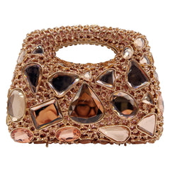 Embellished structured clutch bag with colorful stones - Ninru